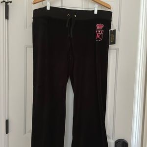 NWT Juicy Couture Velour Track Pants Black Velour Sz XL Old School